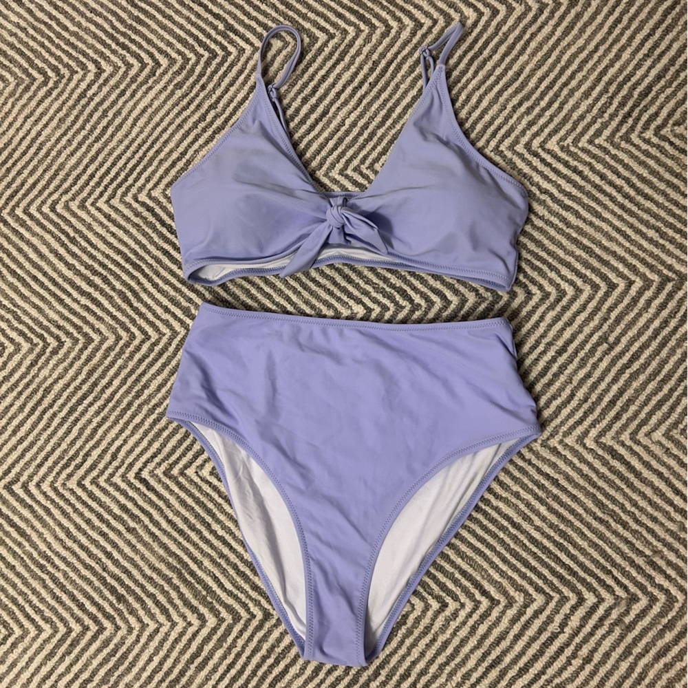 Lavender High-waisted Bikini Set